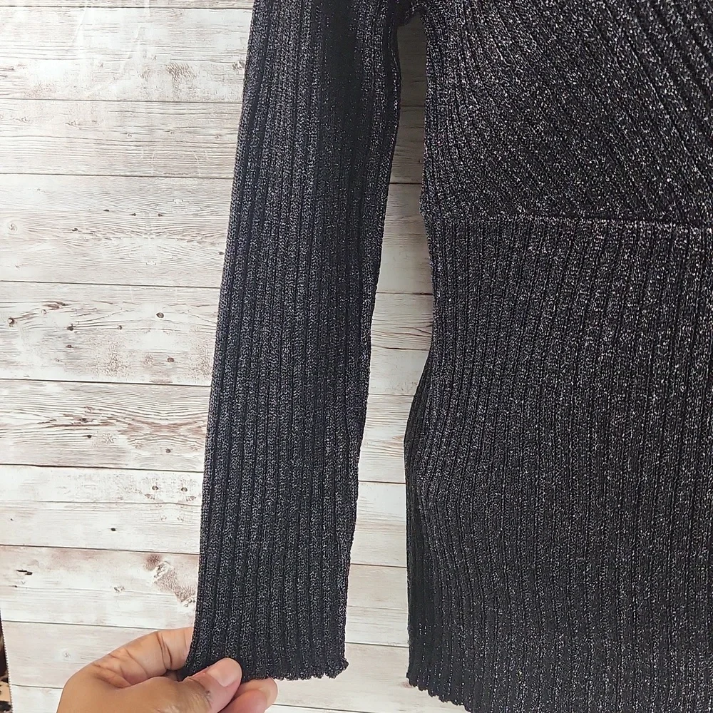 NWT, Nine West, Women's black ribbed sweater. Sz M - Picture 4 of 7